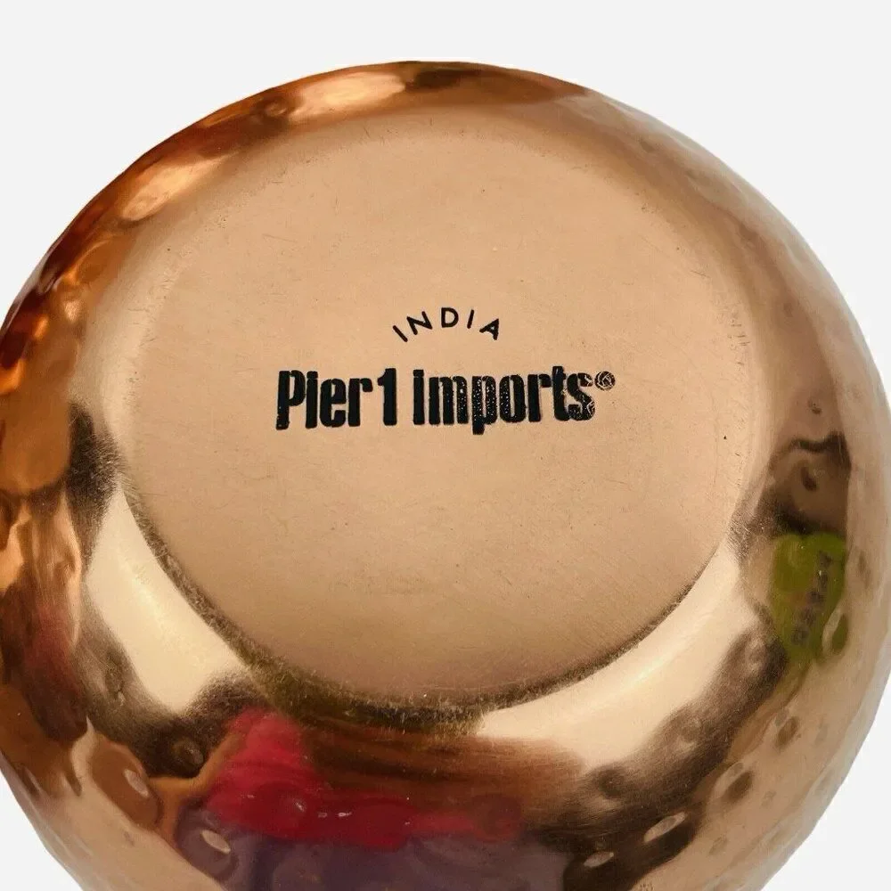 RARE Pier 1 Imports India Hammered Copper Nesting Bowl Set of 4 Stainless Steel